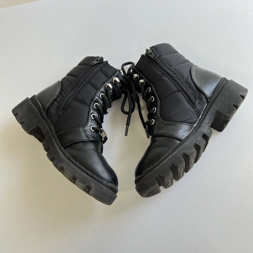 Mark Fisher Girls Combat Boots Size 11 Black Lace Up Lug Sole